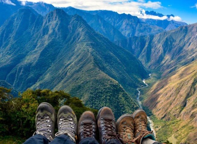hikers boots inca trail hike peru trekking adventure