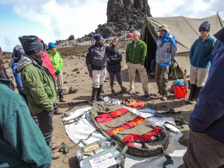 Safety lesson with a Gamow bag.