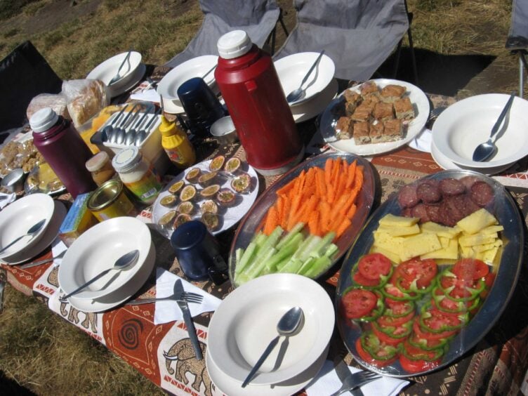 A meal set on a table.